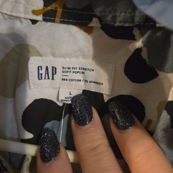 Men's Patterned Button-Up Shirts - Blue and Floral - Picture 2 of 6